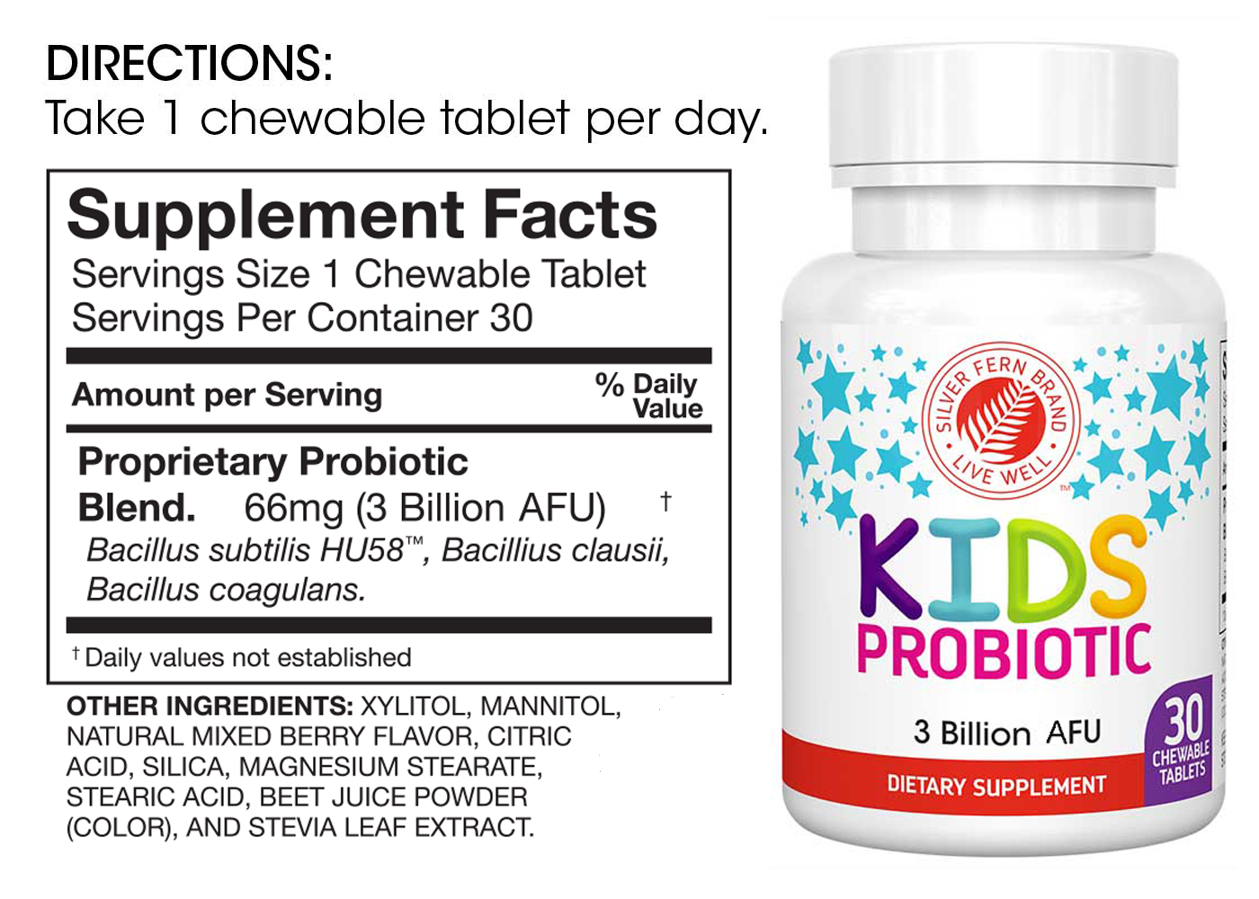 Kids Probiotic Supplement - 30 Chewable Tablets